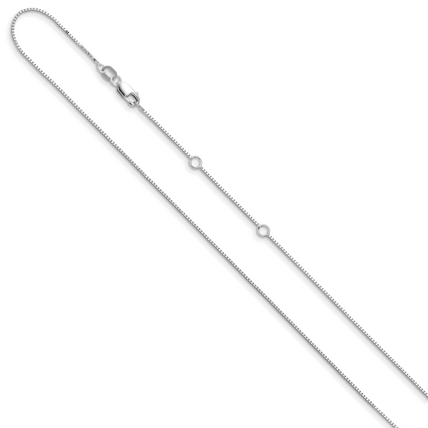 Leslie's 10k White Gold .7mm Box 1in+1in Adjustable Chain Adjustable - Image 2