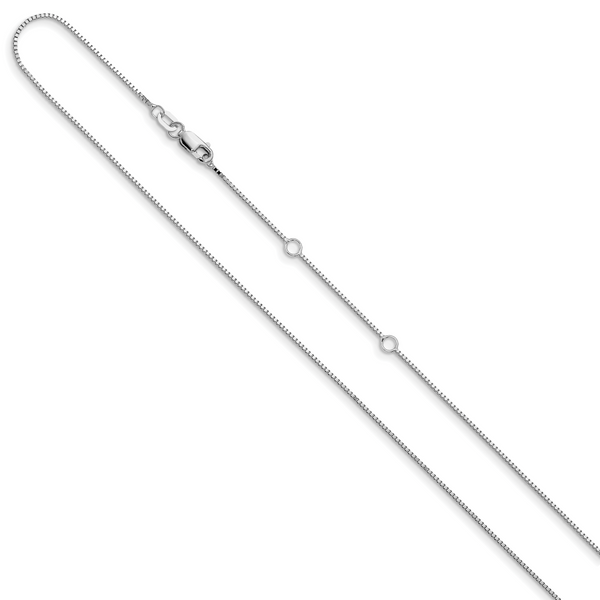 Leslie's 10k White Gold .85mm Box 1in+1in Adjustable Chain - Image 2