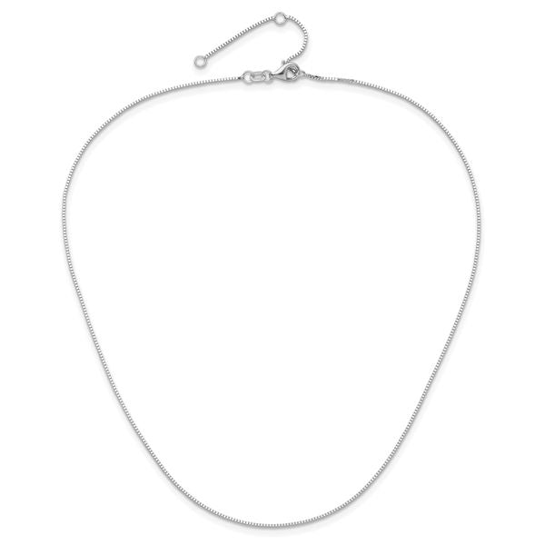 Leslie's 10k White Gold .85mm Box 1in+1in Adjustable Chain - Image 4