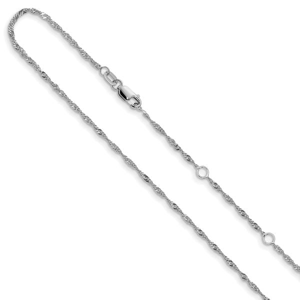 Leslie's 10k White Gold 1.5mm Singapore 1in+1in Adjustable Chain