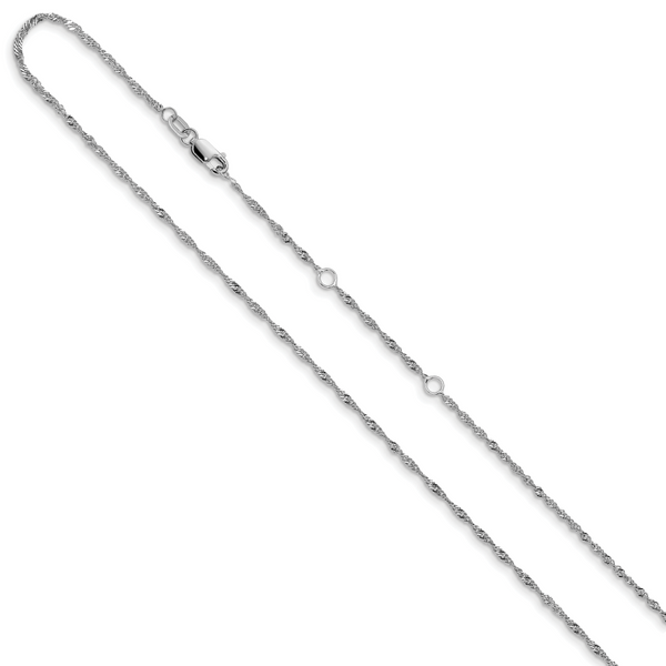 Leslie's 10k White Gold 1.5mm Singapore 1in+1in Adjustable Chain - Image 2