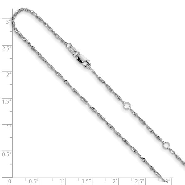Leslie's 10k White Gold 1.5mm Singapore 1in+1in Adjustable Chain - Image 3