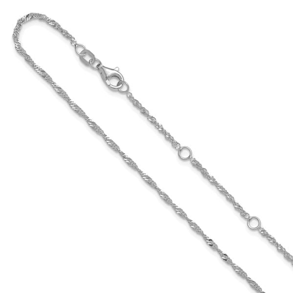 Leslie's 10k White Gold 1.7mm Singapore 1in+1in Adjustable Chain