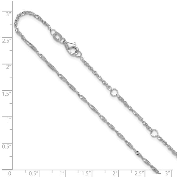 Leslie's 10k White Gold 1.7mm Singapore 1in+1in Adjustable Chain - Image 3