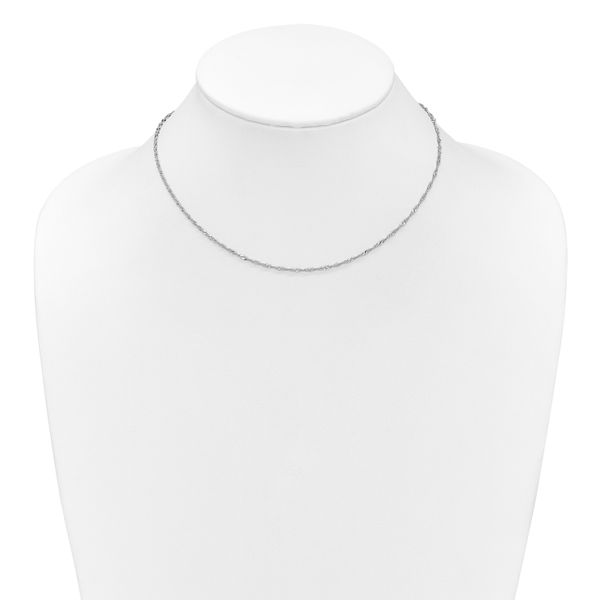 Leslie's 10k White Gold 1.7mm Singapore 1in+1in Adjustable Chain - Image 4