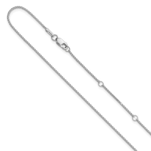Leslie's 10K White Gold 1mm D/C Spiga 1in+1in Adjustable Chain