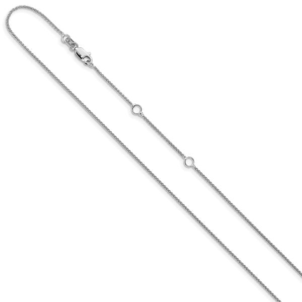 Leslie's 10k White Gold 1mm Spiga 1in+1in Adjustable Chain - Image 2