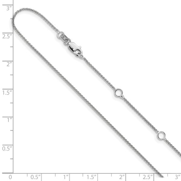 Leslie's 10k White Gold 1mm Spiga 1in+1in Adjustable Chain - Image 3