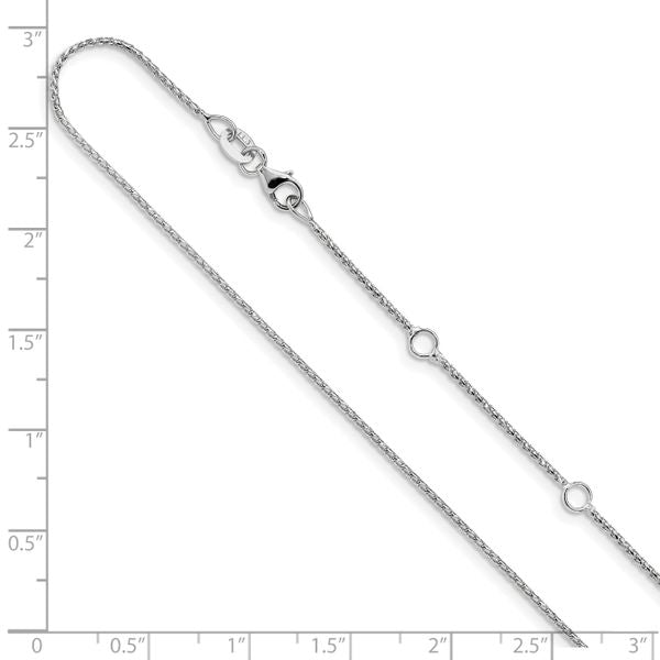 Leslie's 10k White Gold 1mm D/C Open Franco 1in+1in Adjustable Chain - Image 3