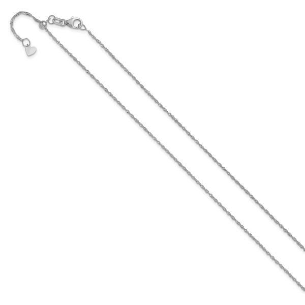 Leslie's 10K White Gold Adjustable 1.1mm Singapore Chain - Image 2