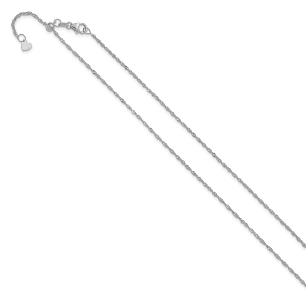 Leslie's 10K White Gold Adjustable 1.3mm Singapore Chain - Image 2