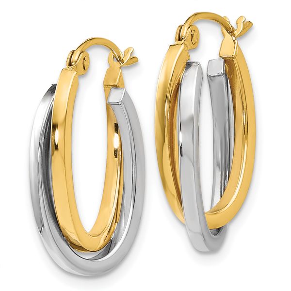 Leslie's 14K Two-tone Polished Oval Hoop Earrings - Image 2