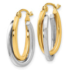 Leslie's 14K Two-tone Polished Oval Hoop Earrings - Image 2