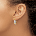 Leslie's 14K Two-tone Polished Oval Hoop Earrings - Image 3