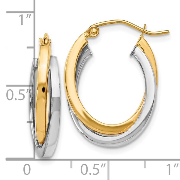 Leslie's 14K Two-tone Polished Hinged Hoop Earrings - Image 4
