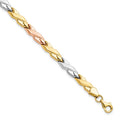 Leslie's 10K w/Rose and White Rhodium Bracelet
