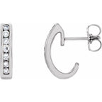 Channel-Set J-Hoop Earrings