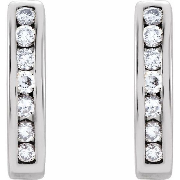 Channel-Set J-Hoop Earrings - Image 2