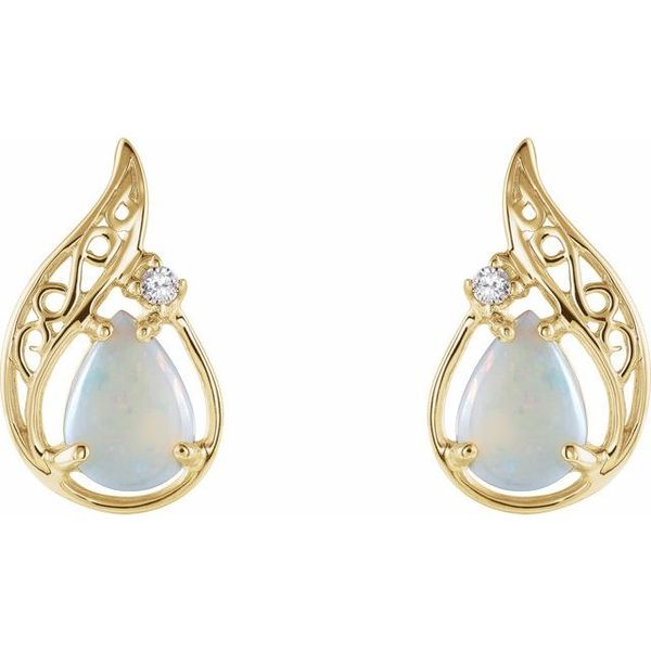 Accented Cabochon Sculptural Earrings - Image 2