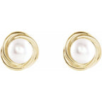 Button Pearl Knot Earrings - Image 2