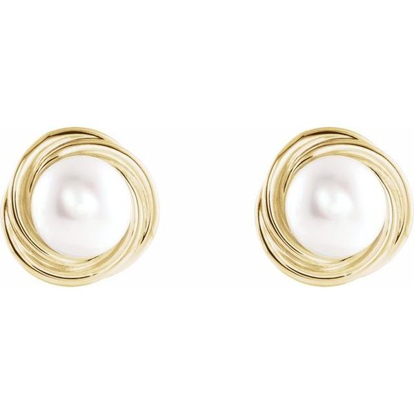 Button Pearl Knot Earrings - Image 2