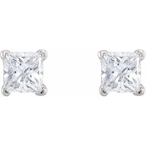 Square 4-Prong V-End Scroll Setting® Stud Earrings - Image 2