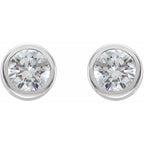 Round Bezel-Set Birthstone Stud Earrings - Image 2