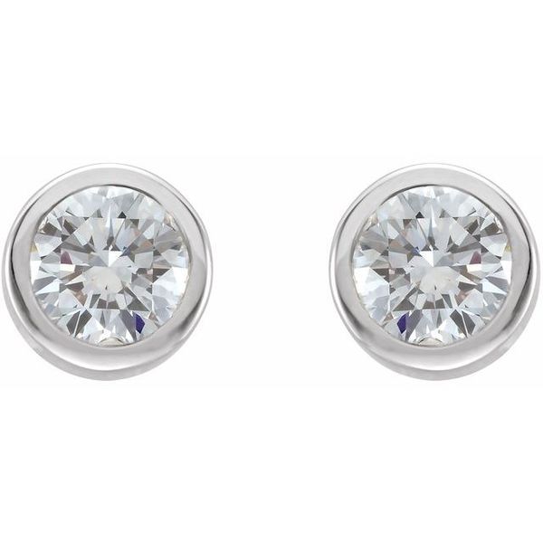 Round Bezel-Set Birthstone Stud Earrings - Image 2