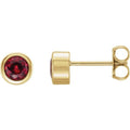 Round Bezel-Set Birthstone Stud Earrings