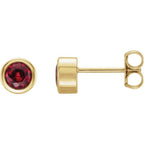 Round Bezel-Set Birthstone Stud Earrings