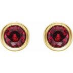 Round Bezel-Set Birthstone Stud Earrings - Image 2