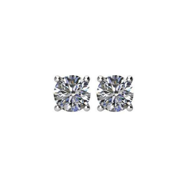 Round 4-Prong Stud Earrings - Image 2