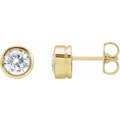 Solitaire Bezel-Set Stud Earrings