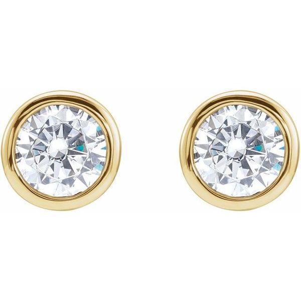 Solitaire Bezel-Set Stud Earrings - Image 2