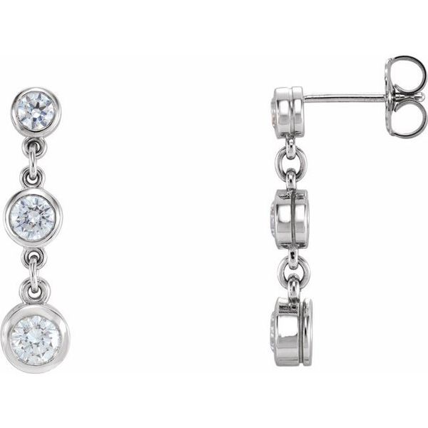 Three-Stone Bezel-Set Earrings