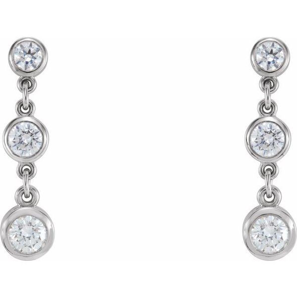 Three-Stone Bezel-Set Earrings - Image 2