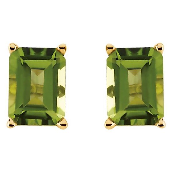Emerald 4-Prong Scroll Setting® Stud Earring - Image 2
