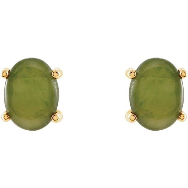 Oval 4-Prong Cabochon Earrings - Image 2