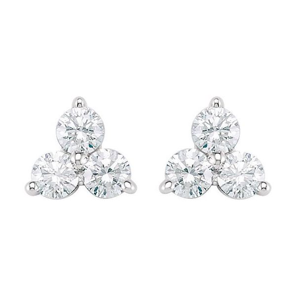 Three-Stone Cluster Earrings - Image 2