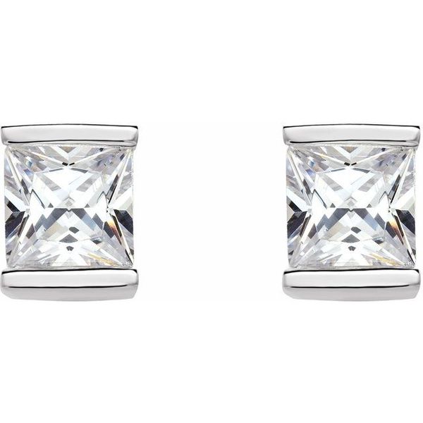 Square Channel-Set Stud Earrings - Image 2