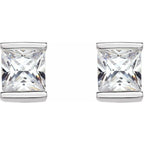 Square Channel-Set Stud Earrings - Image 2