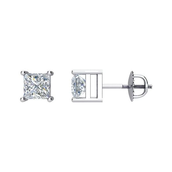 Square 4-Prong Stud Earrings