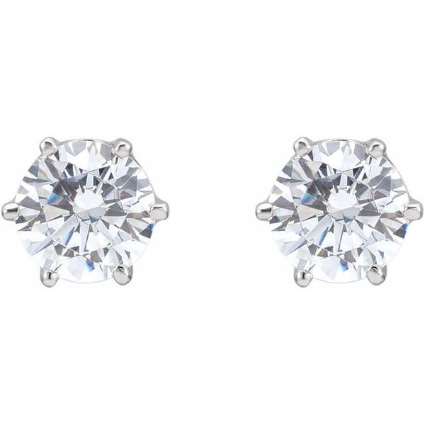 Round 6-Prong Stud Earrings - Image 2