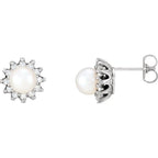 Halo-Style Button Pearl Earrings