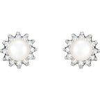 Halo-Style Button Pearl Earrings - Image 2