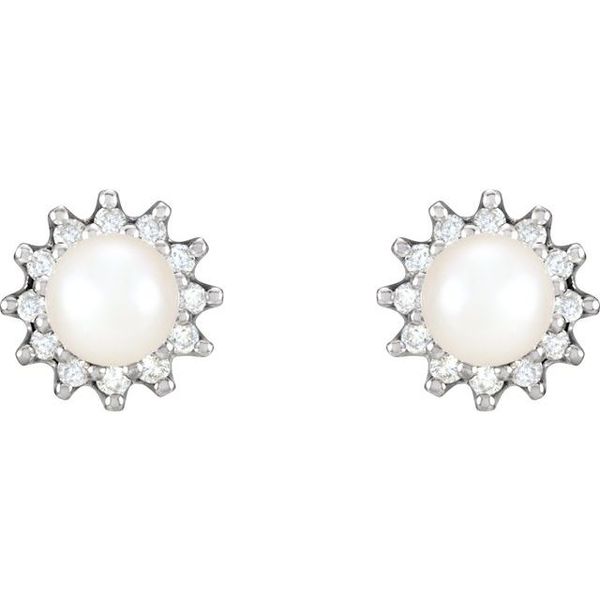 Halo-Style Button Pearl Earrings - Image 2