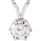Round 6-Prong Solitaire Pendant