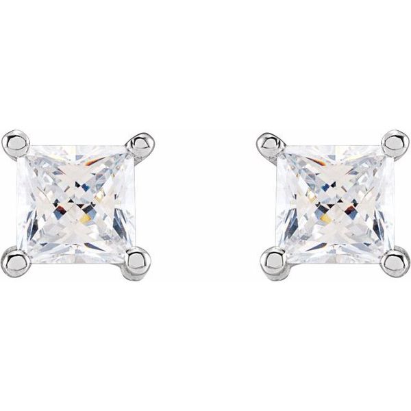 Square 4-Prong Stud Earrings - Image 2