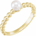 Beaded Stackable Pearl Ring
