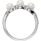 Three-Stone Halo-Style Pearl Ring - Image 2